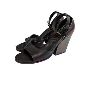 Kork Ease Mimi Metallic Black Leather Sandals Size 9